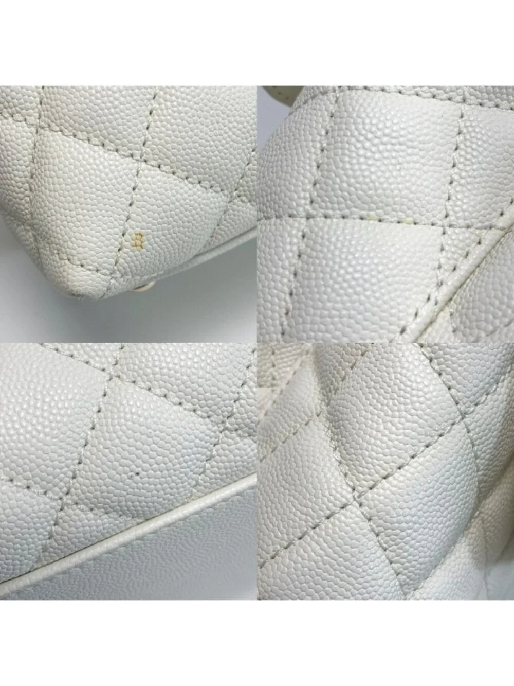 Chanel Coco Handle 29 Quilted White 2-Way Bag Caviar Leather CC Logo
